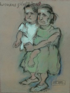 Zohre Mirabassi, Hermana y madre, técnica mixta papel, 21x15 cms. y marco 30x24 cms 300 (3)