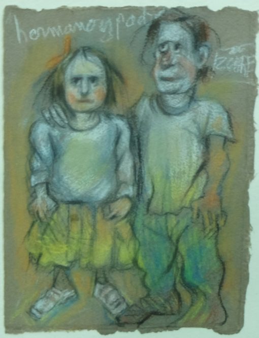 Zohre Mirabassi - "Hermano y padre" técnica mixta cartulina, enmarcado