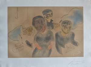 Cuevas Jose Luis, La familia del marino, grabado, numerado hc y firmado Barcelona  ´81 papel 57x76 y huella 43x63 cms. 600 (4)