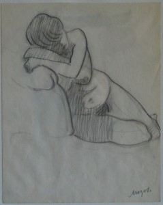 Mozos Pedro, Mujer desnuda recostada, dibujo lápiz papel, enmarcado, dibujo 26,50x21 cms. y marco 45x36 cms. 460 (4)