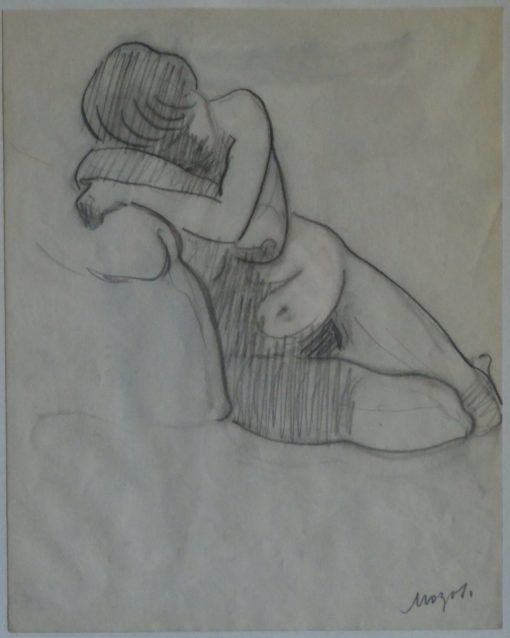 Pedro Mozos - "Mujer desnuda recostada" dibujo lápiz 