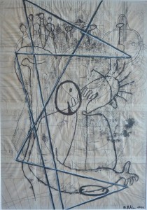 Oëhlen Markus, 1992, st, técnica mixta sobre  papel y plástico, enmarcado, obra 118x83 cms. y marco 117x82 cms. 3600 (5)