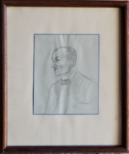 Pinazo Martinez José, caballero con pajarita, dibujo lápiz papel, 15x12,50 y marco 29x24,50 cms. 120   (5)