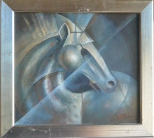 Pizarro Roberto L., Cabeza de caballo, oleo madera, enmarcado, pintura 29x32,50 cms. y marco 35x38 cms. 560 (1)