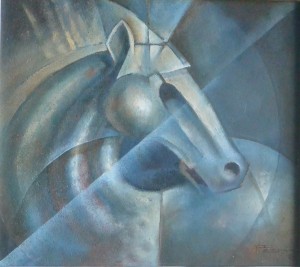 Pizarro Roberto L., Cabeza de caballo, oleo madera, enmarcado, pintura 29x32,50 cms. y marco 35x38 cms. 560 (2)