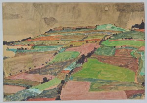 Schiele Egon, Anhöhe bei Krumau, reproducción, 36x50 cms. 26 (1)