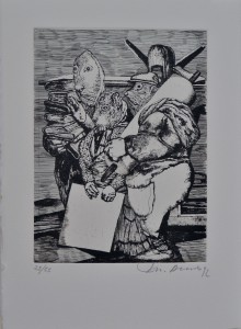 Alcorlo Manolo, familia de topos, grabado, numerado 25-55 y firmado  alápiz en 1992, papel 29x20 y plancha 20x14,50 cms. 220 (1)