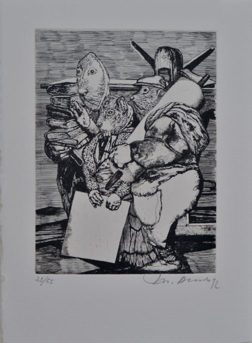 Manuel Alcorlo - "Familia de topos" grabado