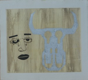 Arroyo Eduardo, retrato de Concha Piquer, punta seca y xilografía papel artesanal, edición 50 ejemplarenumerado p-t y firmado a lápiz, papel 62x68 cms. y plancha 57x49 cms.  (