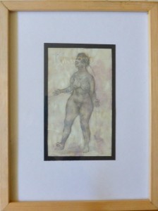 Barba Juan, Mujer negra desnuda, dibujo lápiz papel, enmarcado, dibujo 15,50x9 cms. y marco 30x23 cms.  (5)