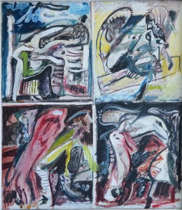 Bonifacio 1974, Aleluyas, pintura oleo lienzo, enmarcado, pintura 35x30 cms. y marco 39x34 cms.  (4)