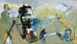 Bonifacio 1995, Periscopio amarillo, pintura oleo lienzo 1995, 24x41 cms (1)