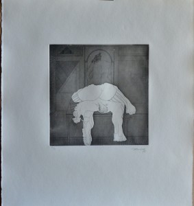 Castillo Jorge, Pornographismo I, Grabado aguafuerte 1972, papel 41x38 cms. y plancha 19x19 cms.  (76)
