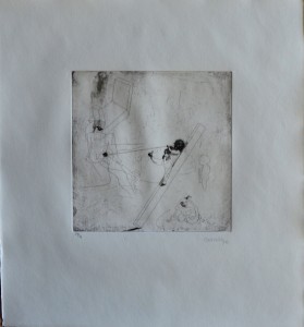 Castillo Jorge, Pornographismo IX, Grabado aguafuerte 1972, papel 41x38 cms. y plancha 19x19 cms.  (95)