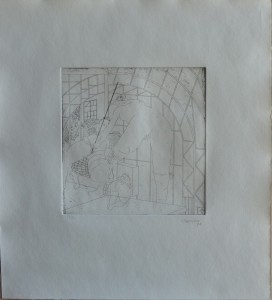 Castillo Jorge, Pornographismo VII, Grabado aguafuerte 1972, papel 41x38 cms. y plancha 19x19 cms.  (91)
