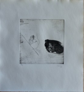 Castillo Jorge, Pornographismo VIII, Grabado aguafuerte 1972, papel 41x38 cms. y plancha 19x19 cms.  (93)