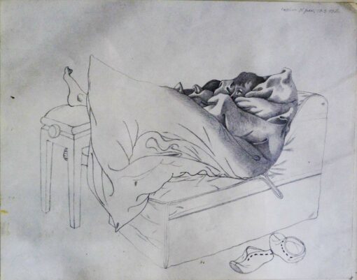 Jorge Castillo - "Taggio reposando con los pies descalzos" dibujo lápiz papel