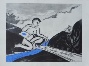 Gómez María, Río azul, grabado, numerado bat y firmado a lápiz, 56x76 y plancha 64x49 cms.   (1)
