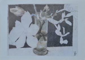 Janssen Horst, Jarron cristal con flores, cartel firmado, 43,50x62 cms. 26 (1)