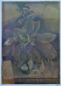 Janssen Horst, cartel firmado, Jarron y flores oscuro, abschied kerstin, 59x41 cms. 26 - 20 (2)