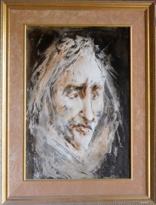Juanvi Juan Vicente Barrio, Cabeza de Caballero, oleo sobre papel pegado a tablex, 49x34 cms. y con marco 64x49 cms.  (5)