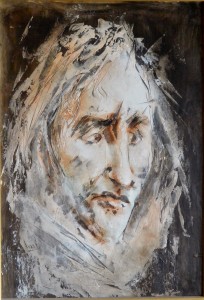 Juanvi Juan Vicente Barrio, Cabeza de Caballero, oleo sobre papel pegado a tablex, 49x34 cms. y con marco 64x49 cms.  (8)