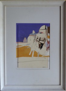 Marcoida Antonio, Arquitectura, oleo cartulina firmado en 1972, 26x18 cms. y con marco 55x40 cms.  (4)