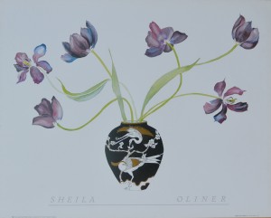 Oliner Sheila, Black vase and swams, cartel, 41x51 cms. 16 (2)