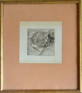 Pizarro Roberto L. granada, tinta china papel, 16x16 cms. y con marco 35x31 cms (2)