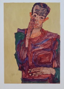 Schiele Egon, autorretrato con párpado derecho estirado, reproducción, 50x36 cms. 26 (1)