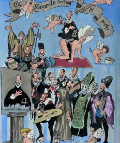 Serafín Rojo - "Caballero de la Mano en el Pecho" acuarela papel 