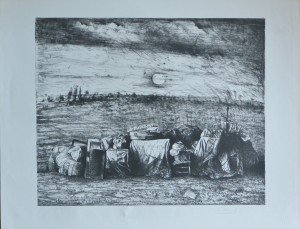 Toral Cristobal, Equipaje en un paisaje, serigrafía, numerado 220-225 y firmado a lápiz, 50x65 cms. 560 (3)