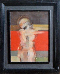 Albacete Alfonso, Abrazo, oleo tablex, firmado en 1973, enmarcado, pintura 48x37 cms. y marco 72x59 cms (2)