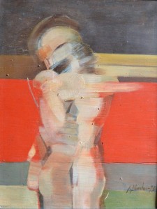 Albacete Alfonso, Abrazo, oleo tablex, firmado en 1973, enmarcado, pintura 48x37 cms. y marco 72x59 cms (5)