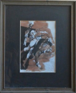 Alcorlo Manolo, Azotaina, dibujo tinta y acuarela cartulina, enmarcado, dibujo 31x32 cms. y marco 55x45,50 cms (7)