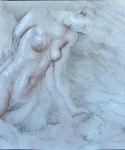 Manuel Alcorlo - "Momento erótico" dibujo lápiz cartulina, enmarcado