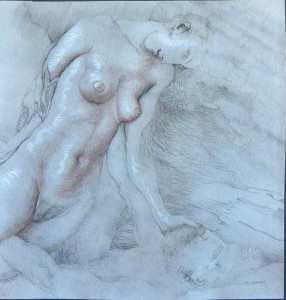 Alcorlo Manolo, Momento erótico, dibujo lápiz cartulina, enmarcado, dibujo 28x27 cms. y marco 52x42 cms. (3)