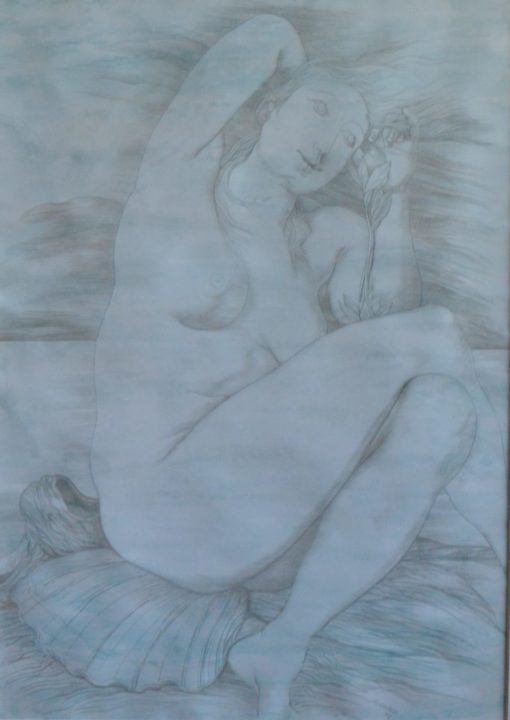 Manuel Alcorlo - "Nereida" dibujo lápiz papel, enmarcado