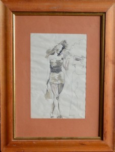 Alcorlo Manolo, joven presumida, dibujo tinta y aguada papel, enmarcado, dibujo 28,50x18,50 y marco 50,50x38,50 cms (3)