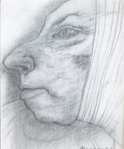 Manuel Alcorlo - "Rostro de mujer de perfil" dibujo lápiz cartulina, enmarcado