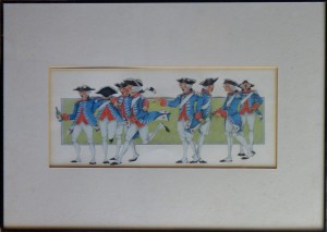 Cañas Alicia, Soldados, acuarela cartulina, enmarcado, papel 22x50 cms. y marco 50x70 cms. 330 (2)