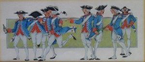Cañas Alicia, Soldados, acuarela cartulina, enmarcado, papel 22x50 cms. y marco 50x70 cms. 330 (6)