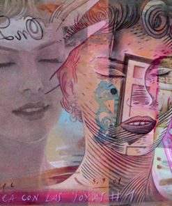 Ceesepe - "La fea con las joyas # 1" dibujo original técnica mixta papel