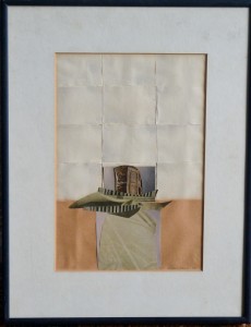 Farreras Francisco, composición sin título, collage, firmado en 1970, enmarcado, obra 23x15,50 y marco 33,50x26 cms. 1100 (2)