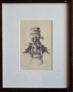 Hernandez José, El desfigurado, dibujo tinta china papel, firmado en 1970, enmarcado, dibujo 22x14 cms y marco 39,50x32 cms. 1900 (4)