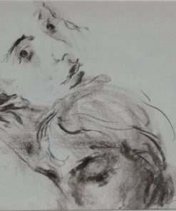 Juanvi, Juan Vicente Barrio - "Abrazado al pecho" dibujo carboncillo papel, enmarcado