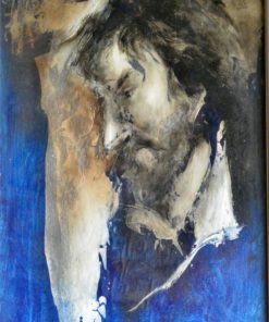 Juanvi, Juan Vicente Barrio - "Caballero azules" oleo papel pegado a tabla