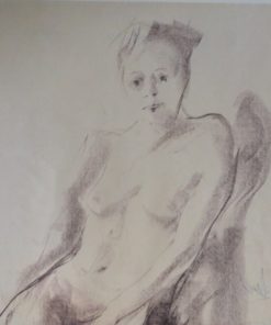 Juanvi, Juan Vicente Barrio - "Torso joven desnuda sentada" dibujo carboncillo papel