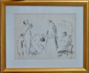 Juanvi, Juan Vicente Barrio, Velatorio I, dibujo carboncillo papel, enmarcado, dibujo 30x40 cms. y marco 56x49 cms (5)