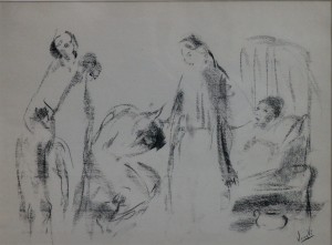 Juanvi, Juan Vicente Barrio, Velatorio I, dibujo carboncillo papel, enmarcado, dibujo 30x40 cms. y marco 56x49 cms (6)